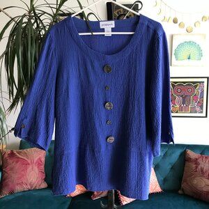 Peck & Peck Blue Blouse with Button Detail